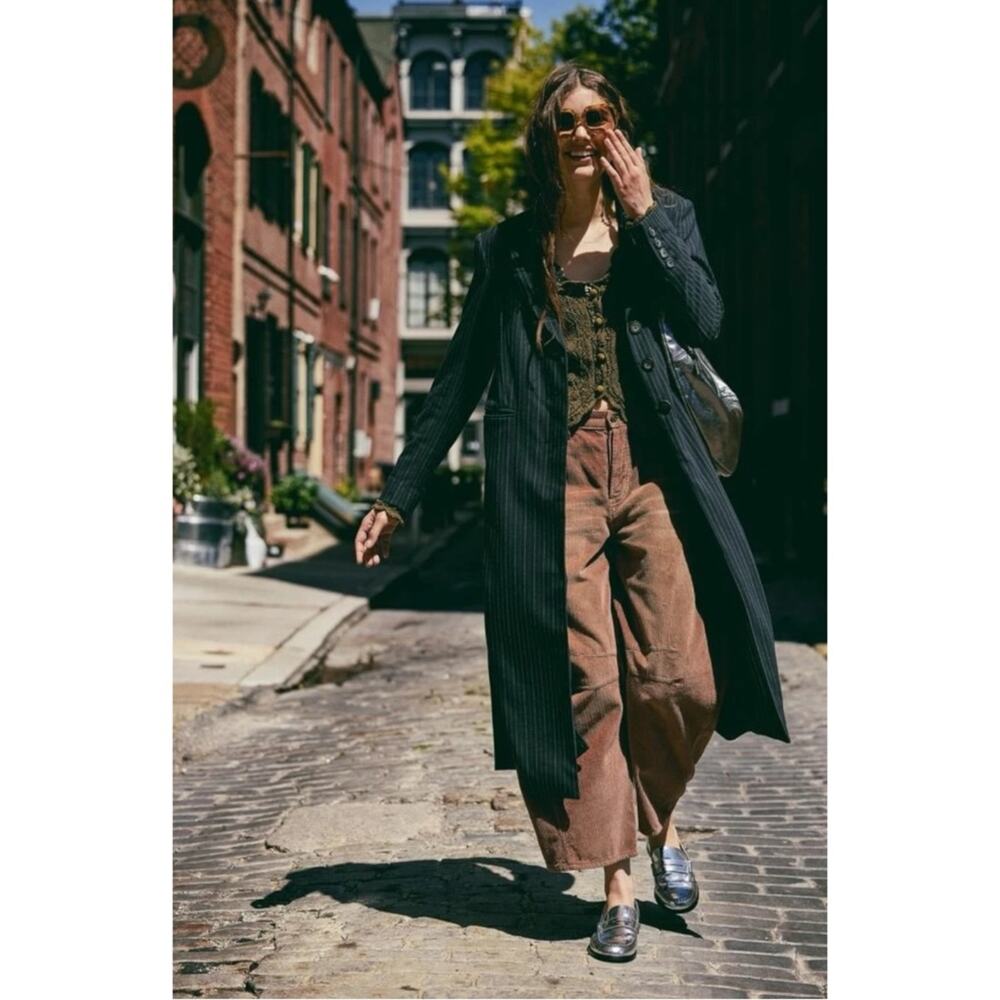 Free People Good Luck Cord Barrel Jeans Tan Brown Neutral Size 27 Corduroy - Picture 14 of 15